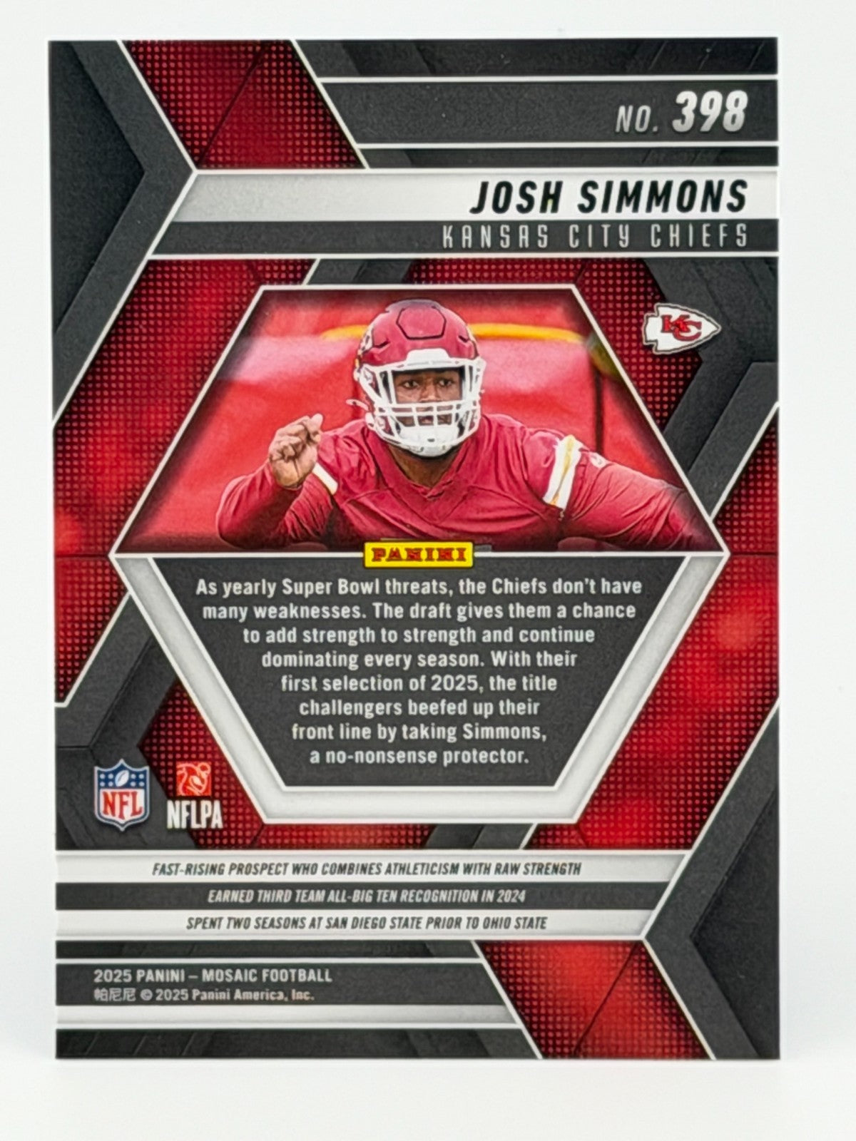 2025 Panini Mosaic #398 Josh Simmons (RC)