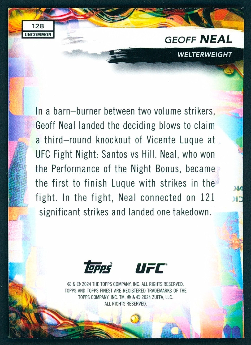 🥊 2024 Topps Finest UFC #128 Uncommon - Geoff Neal