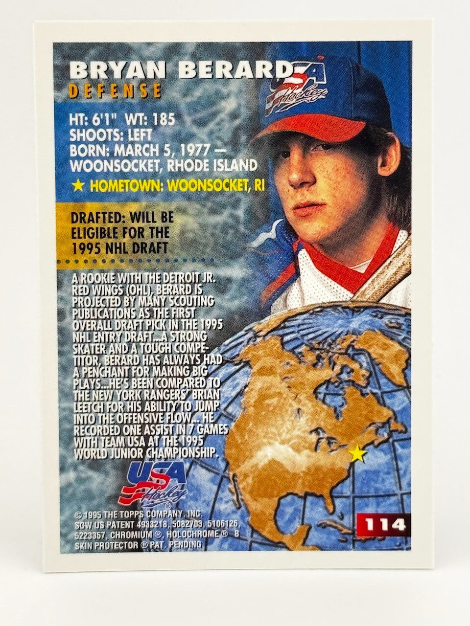 1994-95 Topps Finest Rookies #114 - Foil w/ Peel Coating - BRYAN BERARD (RC)