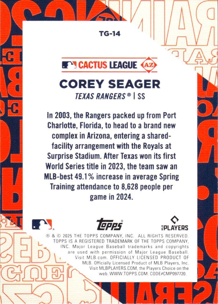 ⚾️ 2025 Topps Series 1 #TG-14 Cactus League - Corey Seager - Rangers