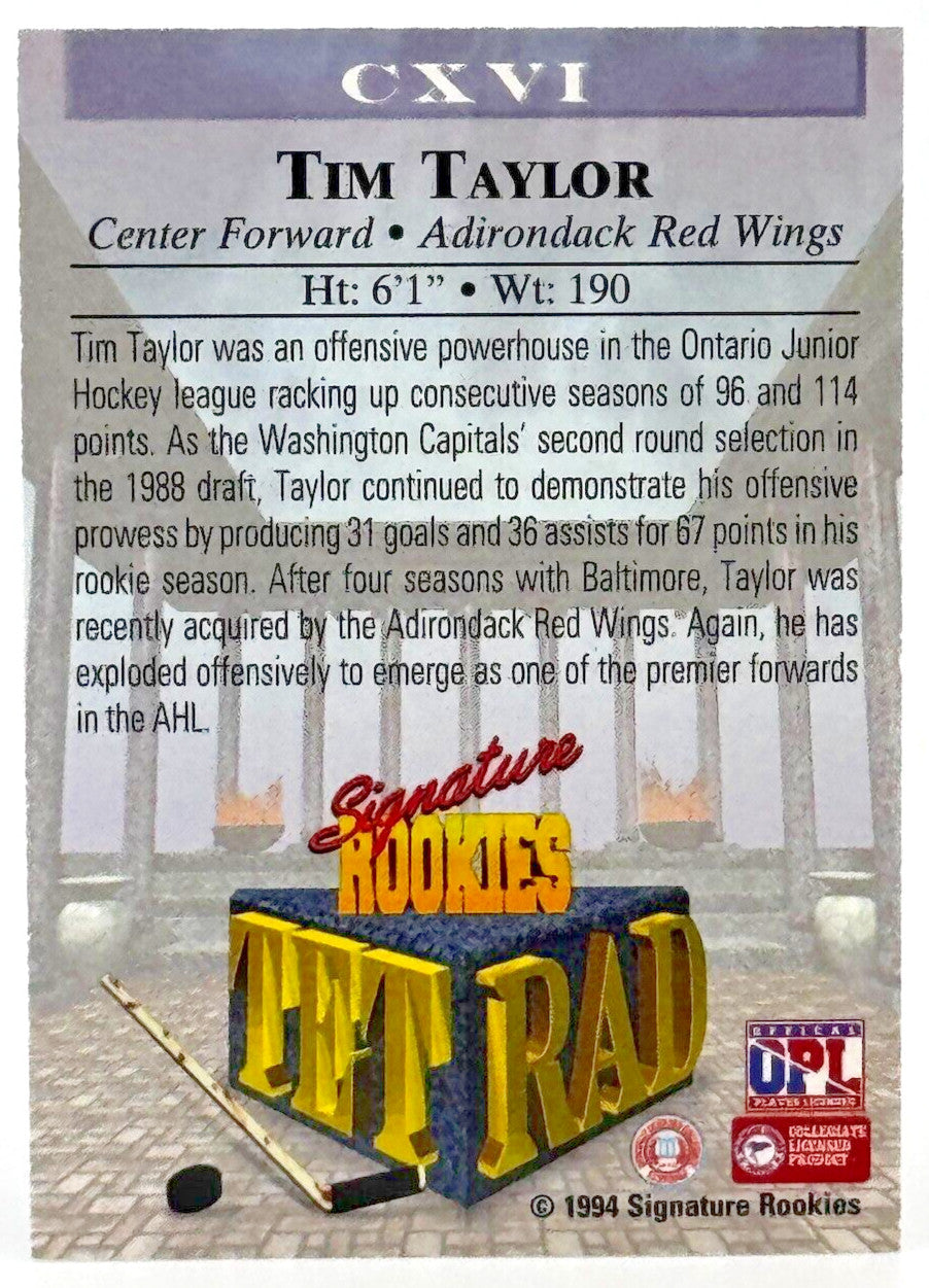 1994 Signature Rookies Tetrad - Signatures #116 Tim Taylor /7750 (AU, RC)