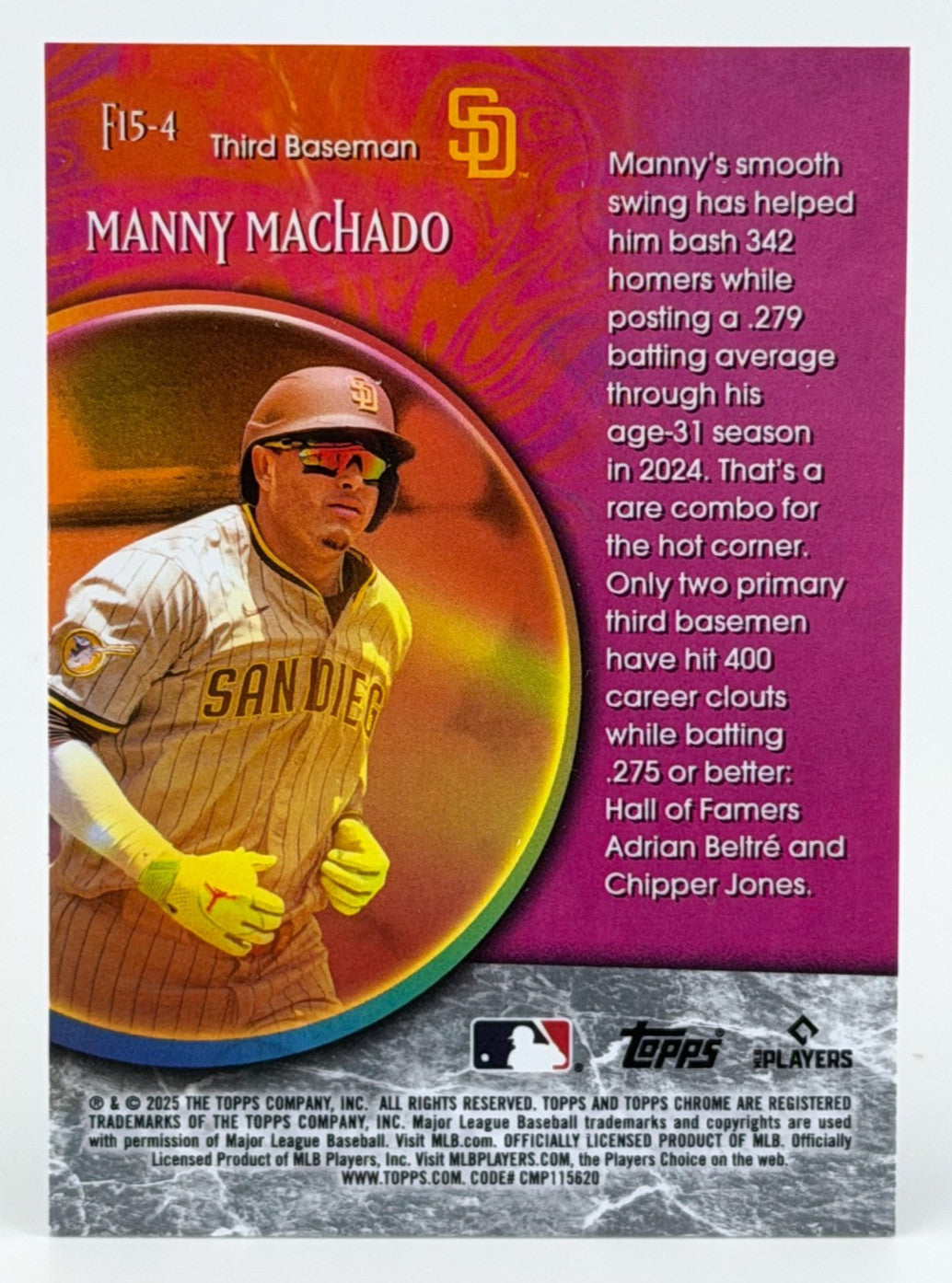 2025 Topps Chrome Update #F15-4 Fortune 15 Insert - Manny Machado
