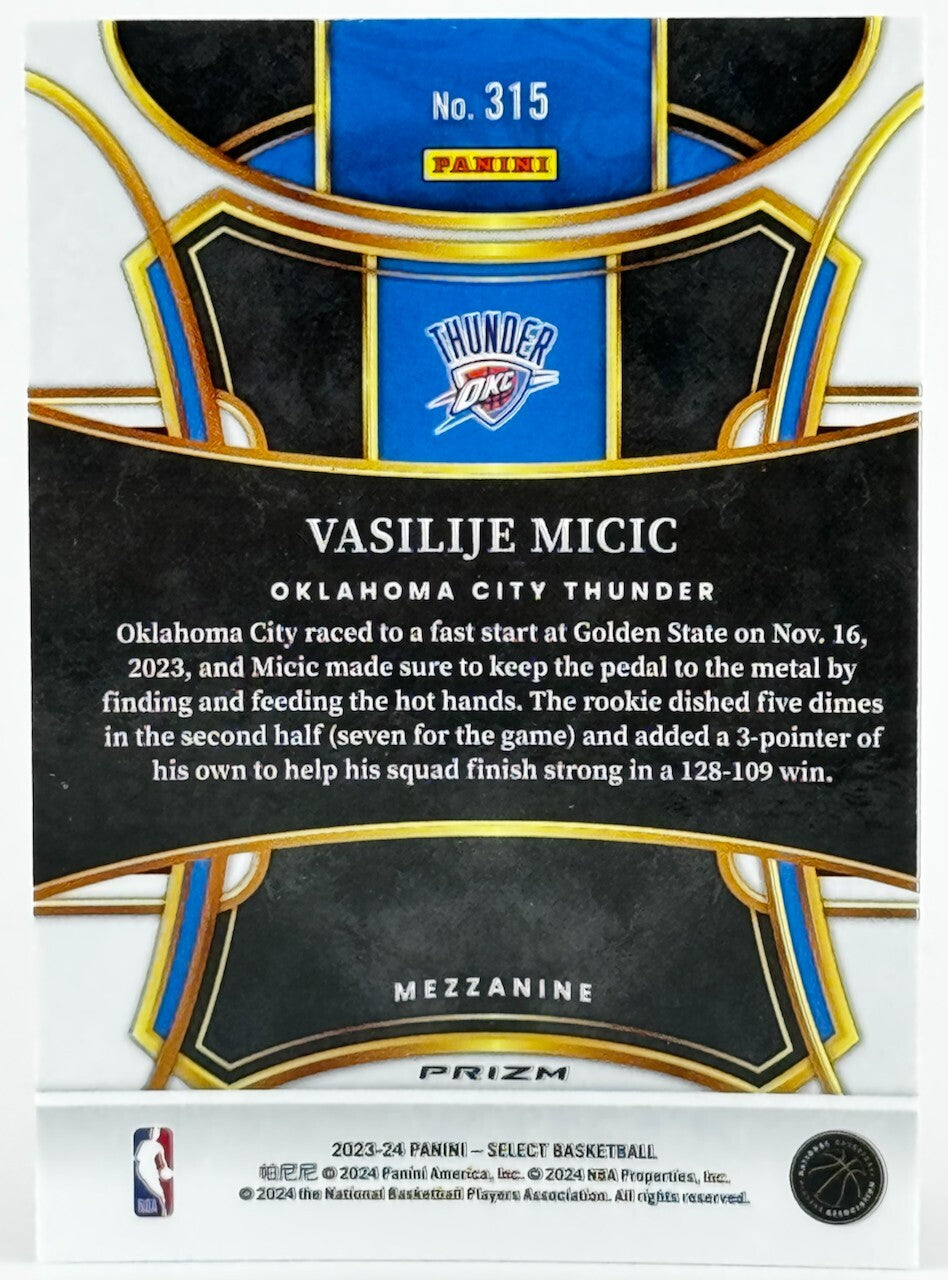 🏀 2023-24 Panini Select Mezzanine Tectonic Orange Prizm #92 Vasilije Micic (RC)