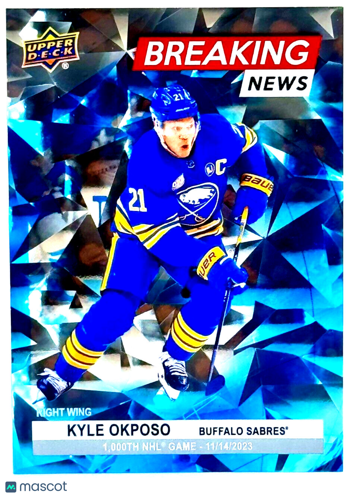 🏒2024-25 Upper Deck Series 1 - Breaking News Blue Cracked Ice #BN-8 Kyle Okposo