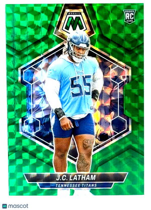 🏈 2024 Panini Mosaic - Rookies #307 Green Mosaic Prizm J.C. Latham (RC)