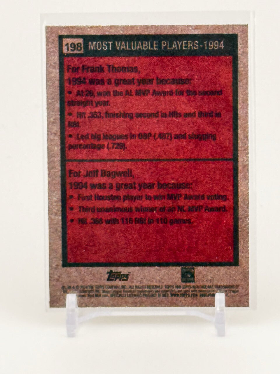 2024 Topps Heritage - MVP #198 Frank Thomas, Jeff Bagwell