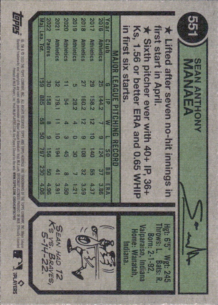 2023 Topps Heritage High Number - #551 Sean Manaea