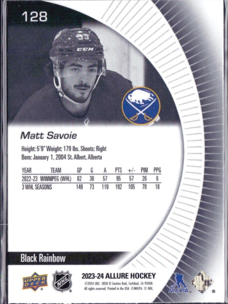 2023-24 Upper Deck Allure - Rookies #128 Matthew Savoie (RC)