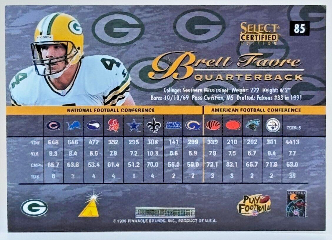 1996 Select Certified Silver #85 Brett Favre (HOF)