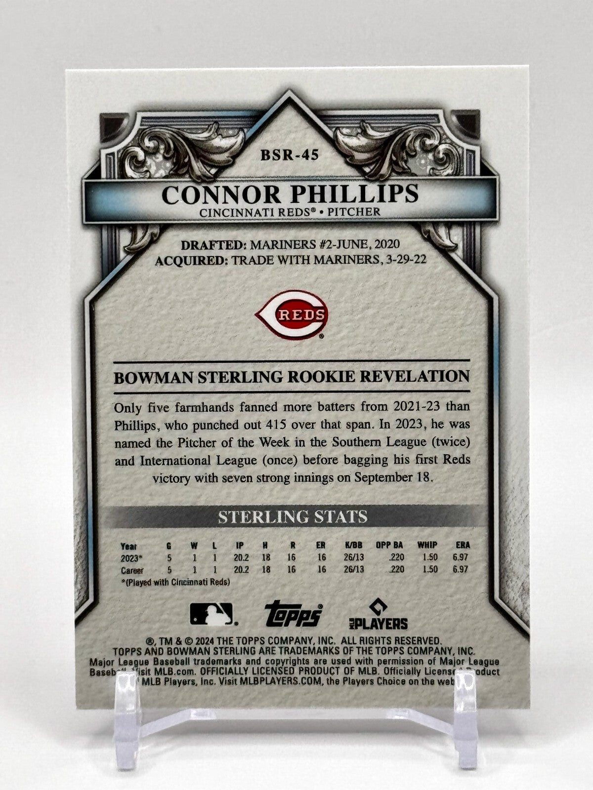2024 BOWMAN STERLING ROOKIES (RC) #BSR-45 CONNOR PHILLIPS - REDS