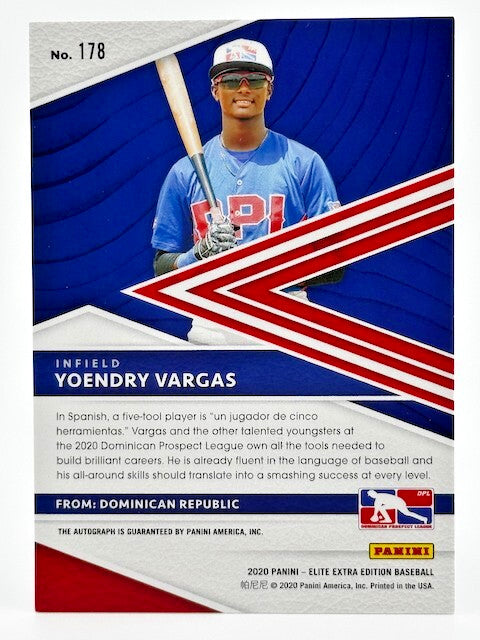 2020 Panini Elite Extra Edition Autograph Auto AU #178 Yoendry Vargas