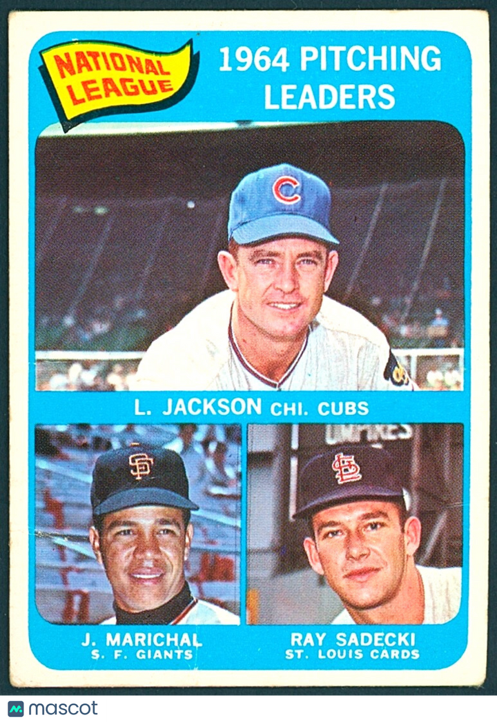⚾️ 1965 Topps League Leaders Juan Marichal (HOF), Ray Sadecki, Larry Jackson #10