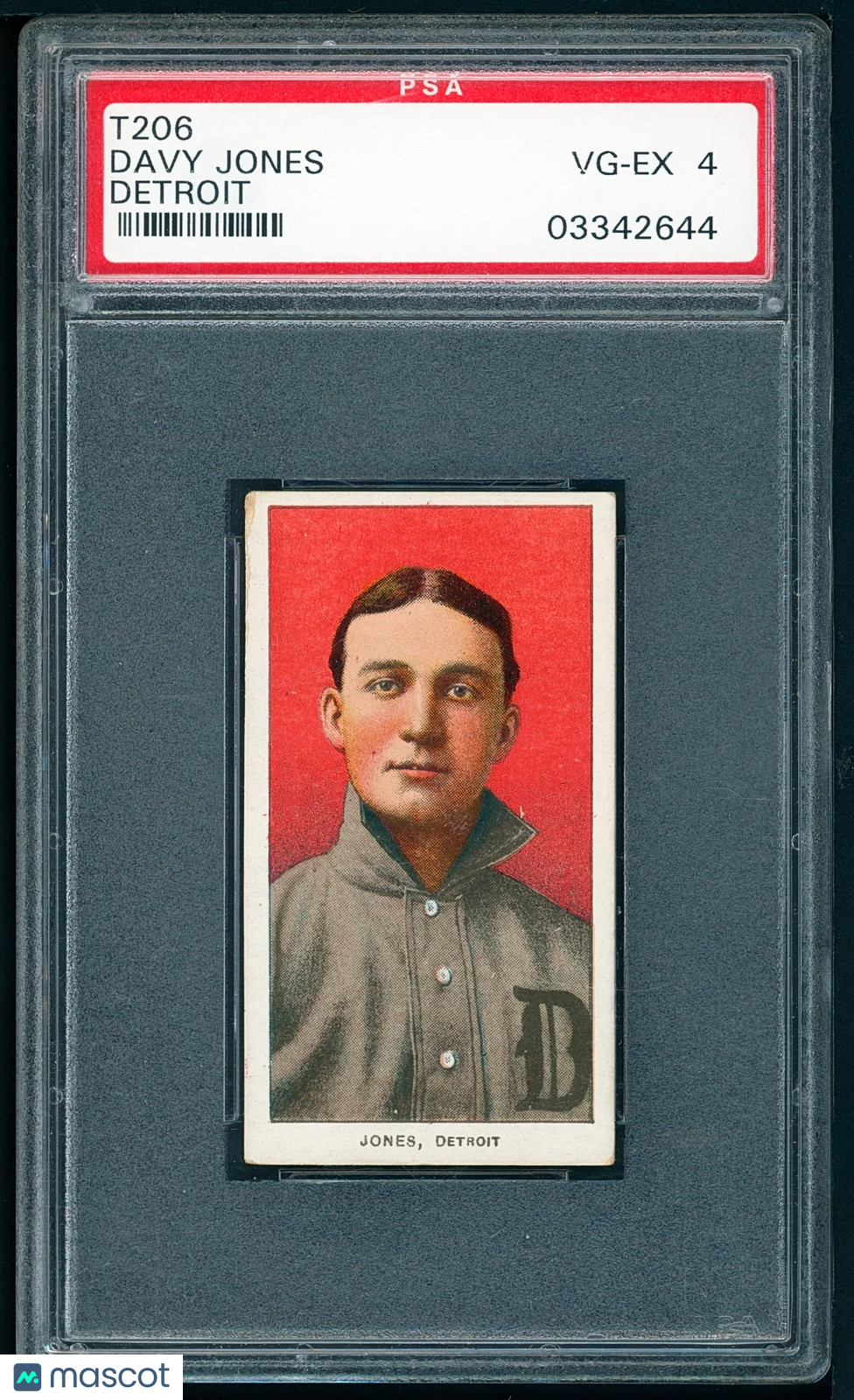 1909-11 T206 Piedmont Portrait Davy Jones Detroit Beautiful Color PSA 4++