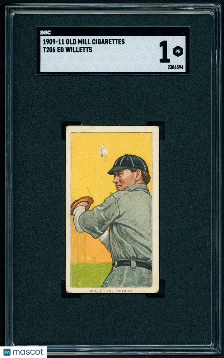 1909-11 T206 Old Mill - Ed Willetts (Willett) - Throwing - Scarce Combo SGC 1++