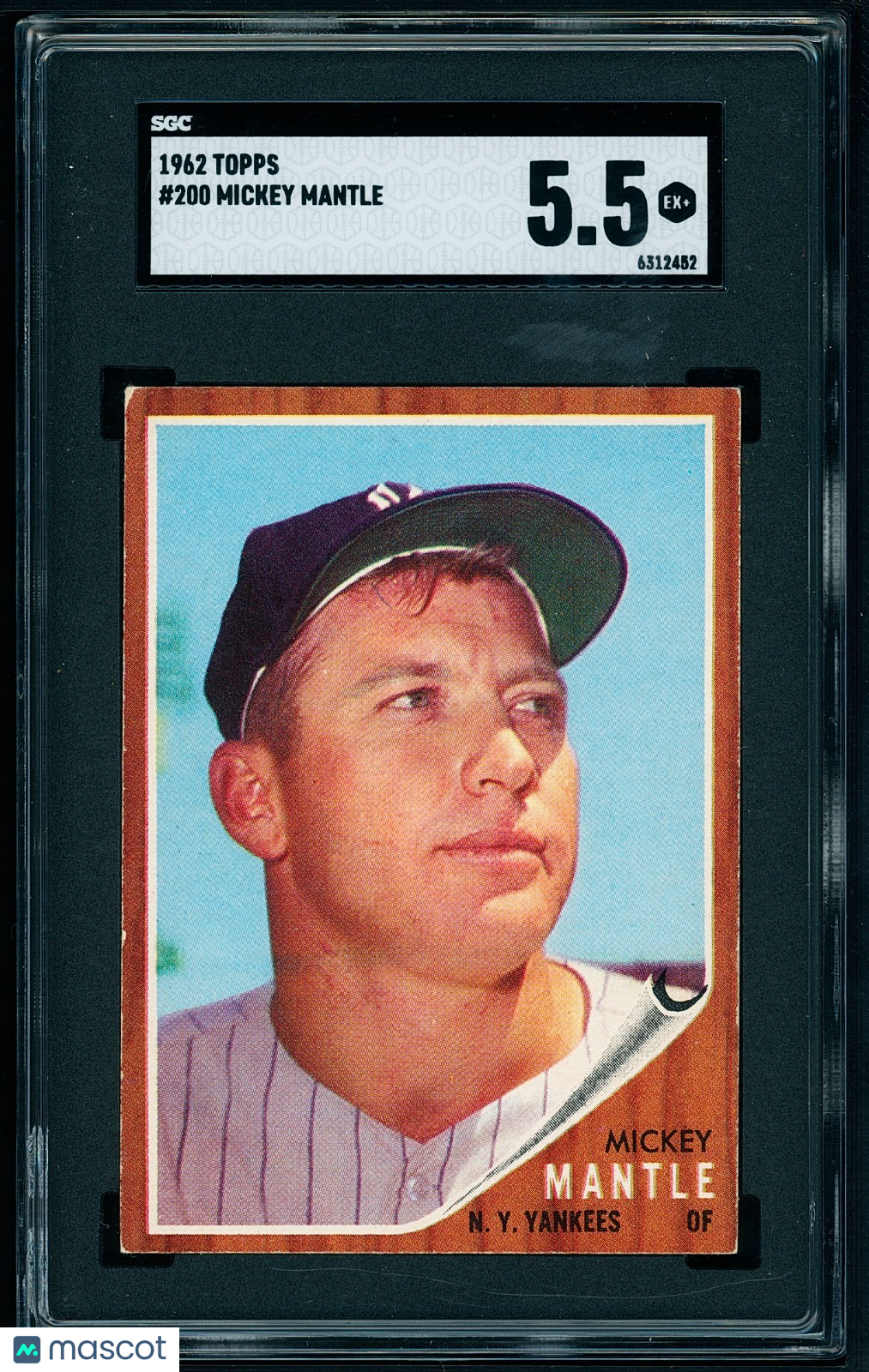 1962 Topps - Mickey Mantle HOF #200 CENTERED SGC 5.5