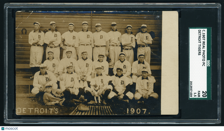 1907 Detroit Tigers Real Photo PC - TY COBB HOF RC Rookie - SGC 1.5+ Postmarked