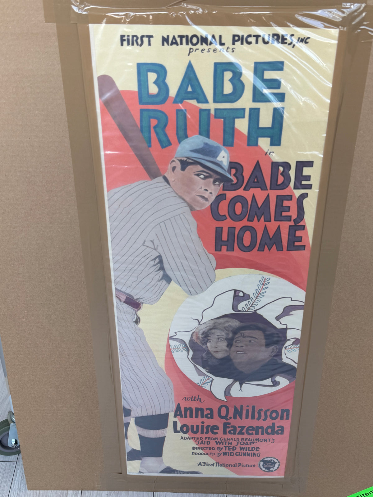 1927 BABE RUTH Vintage RESTORED Movie Poster Insert - "Babe Comes Home" RARE!