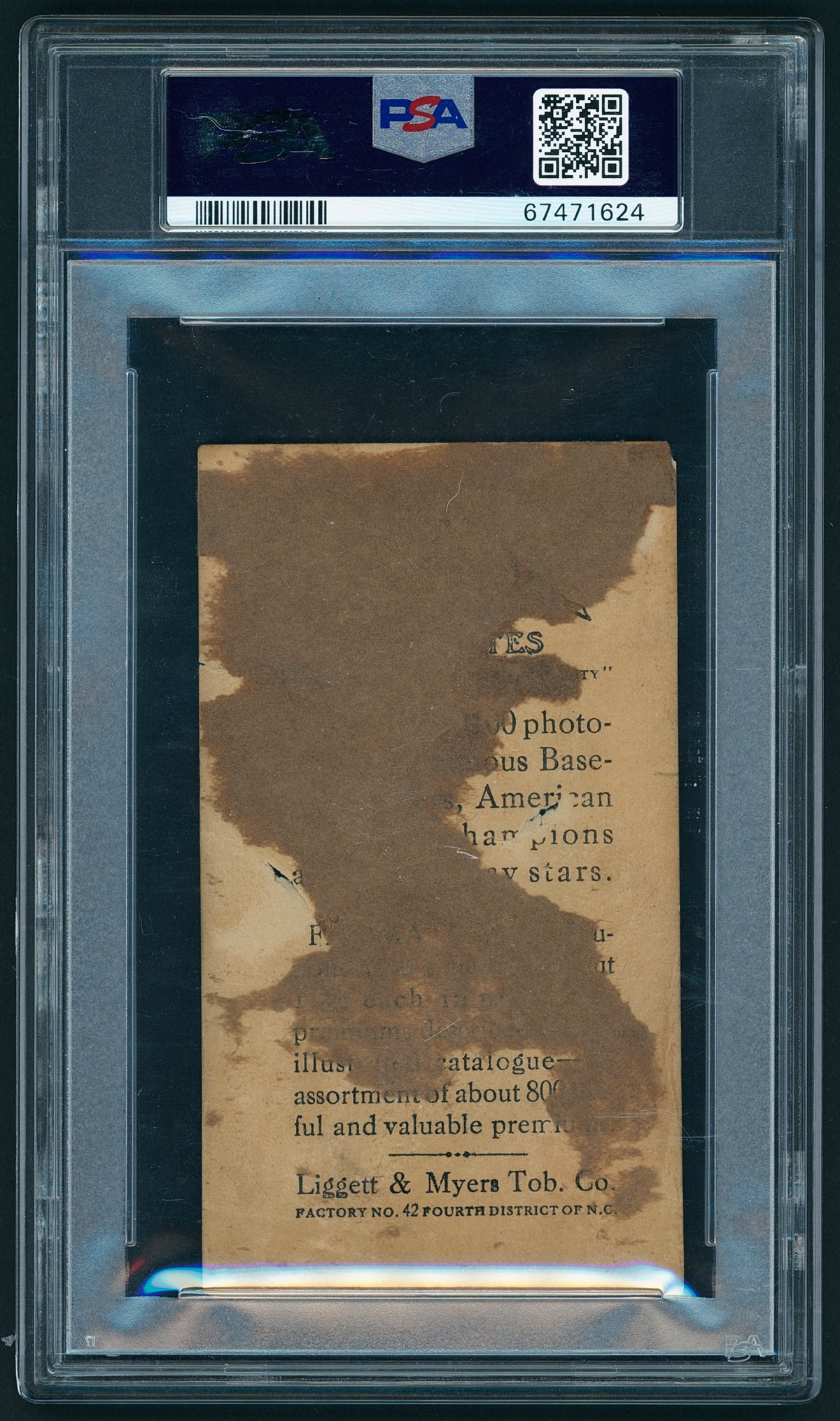 1914 T222 Fatima Rube Marquard HOF *Pop 1 None Higher* SIGNED PSA A Auto A